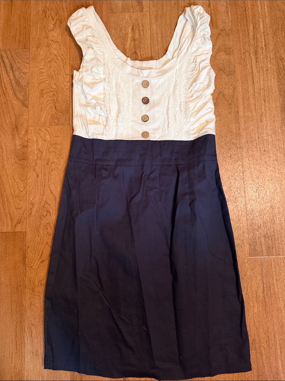 Alythea Navy and White Ruffle Button Dress